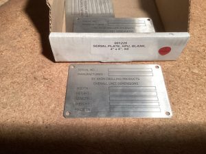 SERIAL PLATE, HPU, BLANK