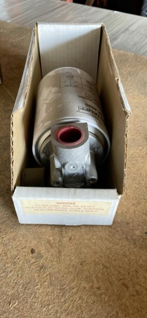 FILTER ASSY, SPIN-ON, 3/4 NPT INLET/OUTLET, NO IND, ALUM, 10-MICRON, RESIN-IMP PAPER, NITRILE SEALS