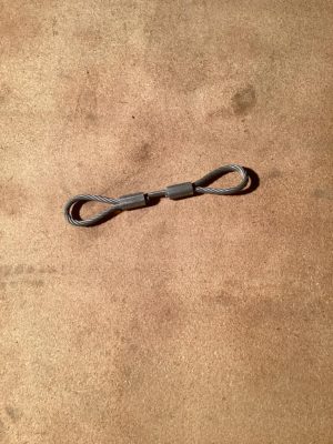 CABLE, SAFETY, ROTATE MOTOR/LOCK CYLINDER, 1/4''X 8'' NO THIMBLE EYES, 250T